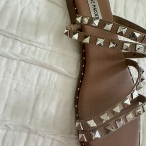 Steve Madden Women's Skyler Studded Strappy Slide Sandals - Picture 9 of 16